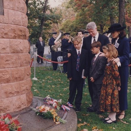President Bill Clinton and Victim's Family at Memorial Cairn Dedication