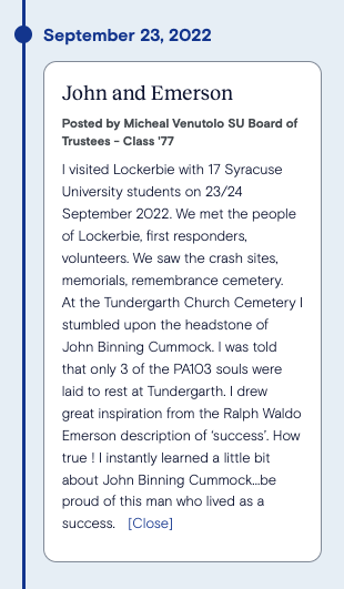 Milestone Example Emerson Story About John Cummock