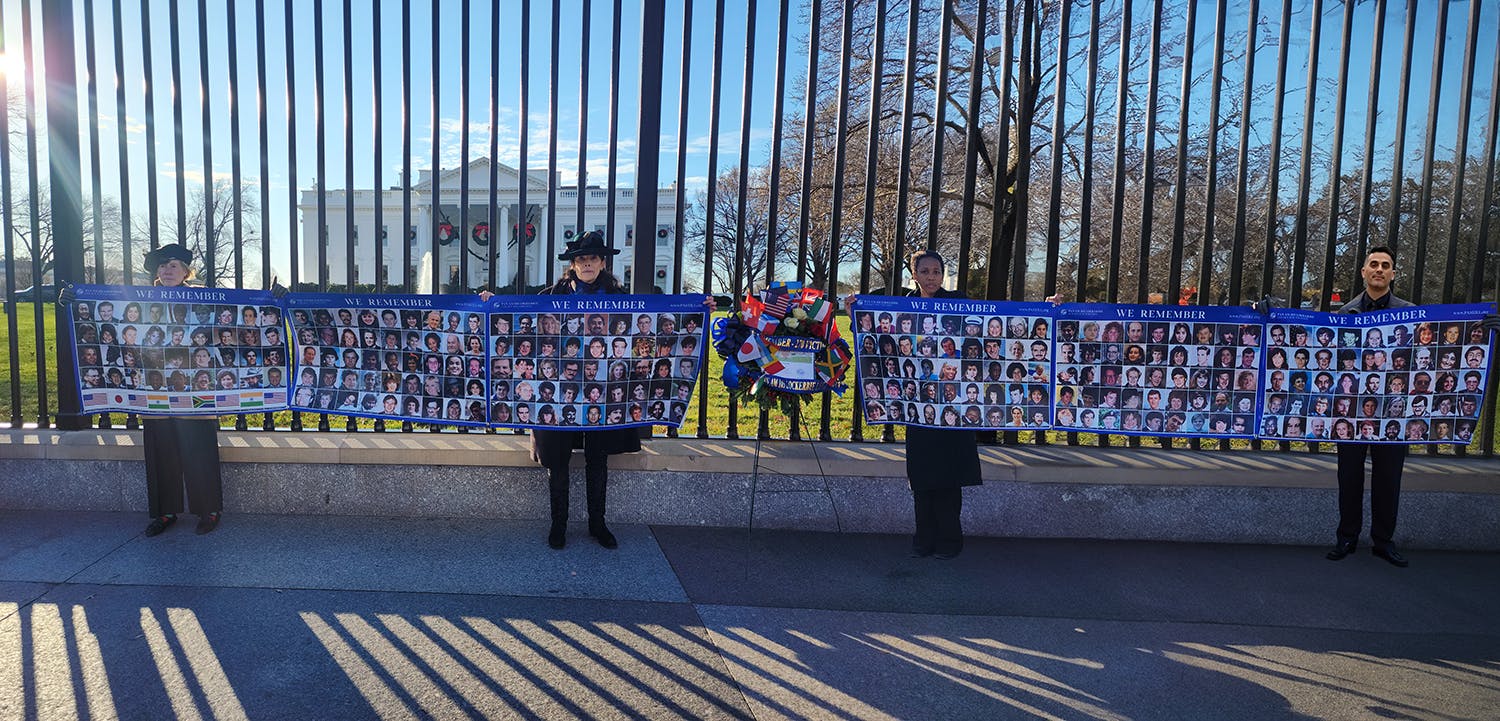 PA103LL Foundation Members presenting We Remember Banners in front of White House