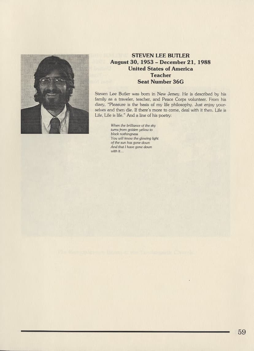 Steven Butler Steven Butler | Pan Am 103 Lockerbie Legacy Foundation