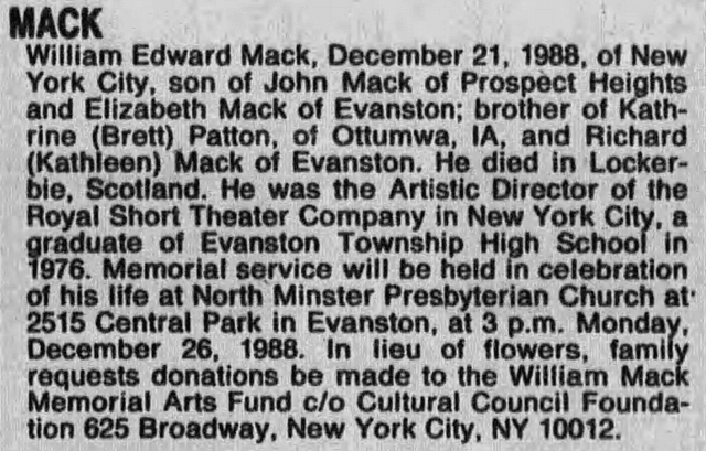 William Mack | Pan Am 103 Lockerbie Legacy Foundation